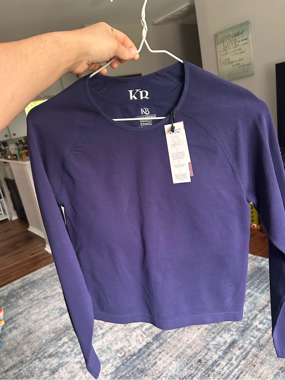 Kindred Bravely Navy Long Sleeve Nursing/breastfeeding crop top sublime bamboo